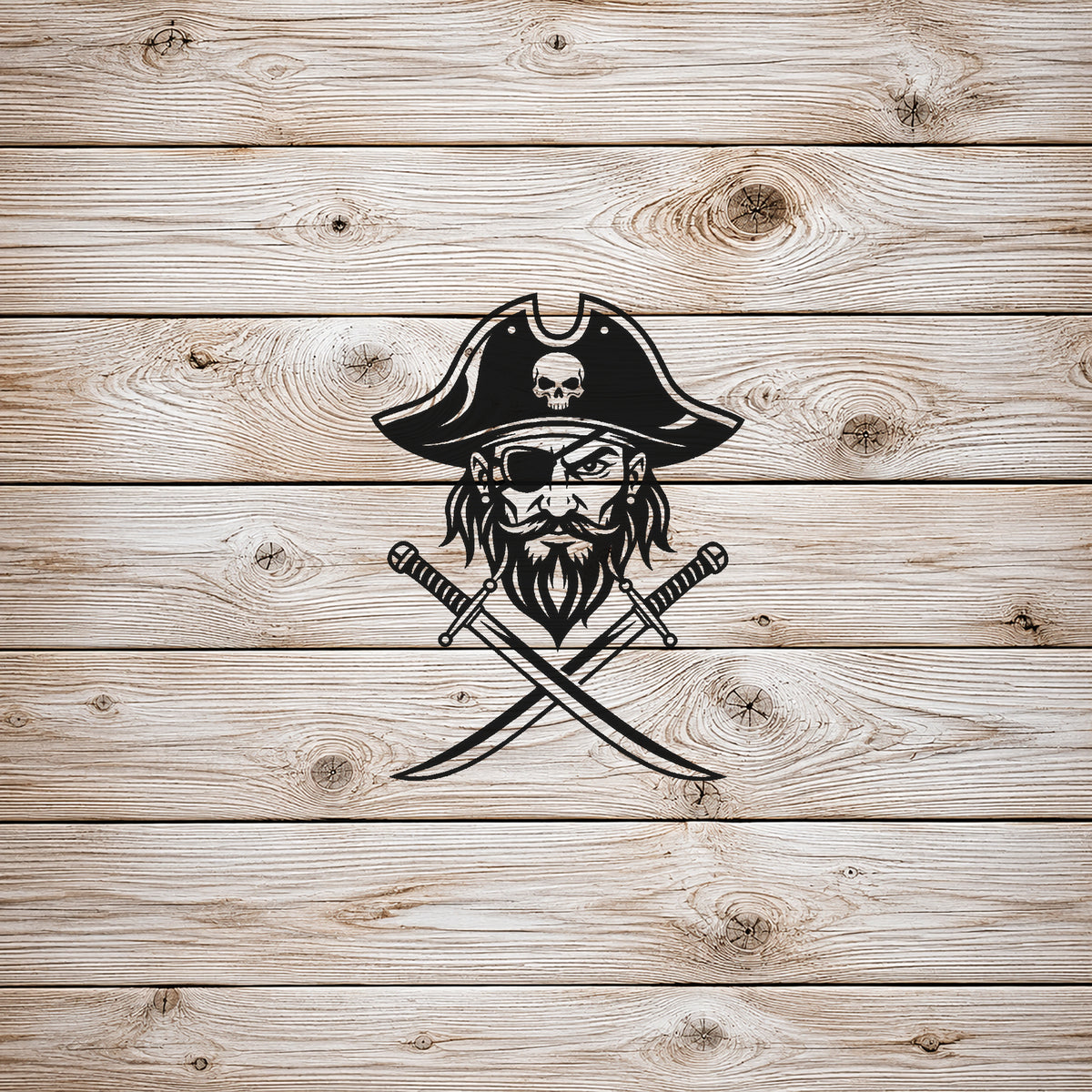 Pirate Captain Stencil with Hat and Crossed Cutlasses for DIY Crafts and Home Decor Template