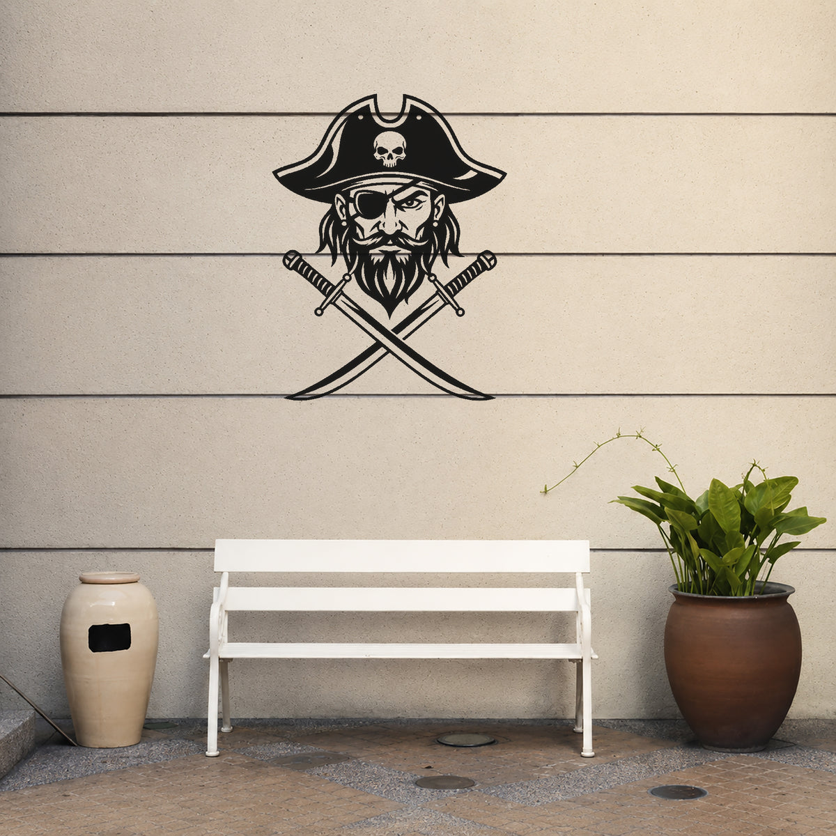 Pirate Captain Stencil with Hat and Crossed Cutlasses for DIY Crafts and Home Decor Template