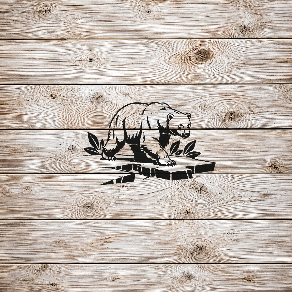 Polar Bear Walking Across Broken Ice Stencil for Art, Home Decor & DIY Crafts Template