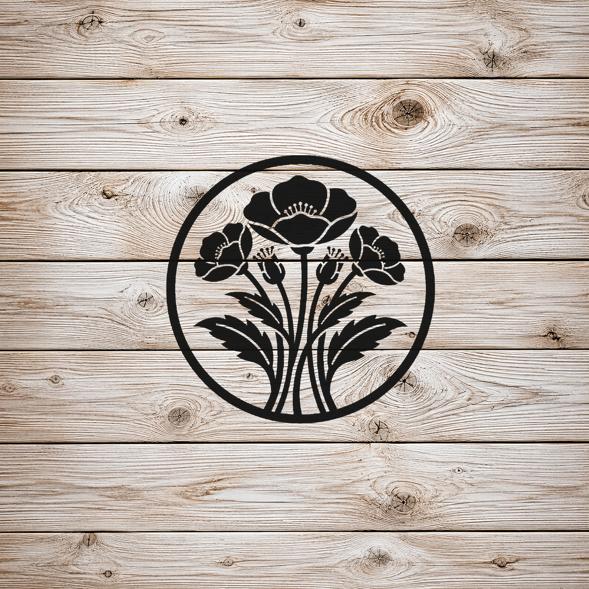 Poppy Field Arrangement Front-Facing Symmetrical Reusable Mylar Stencil for Crafts Template
