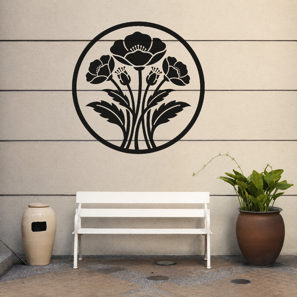 Poppy Field Arrangement Front-Facing Symmetrical Reusable Mylar Stencil for Crafts Template