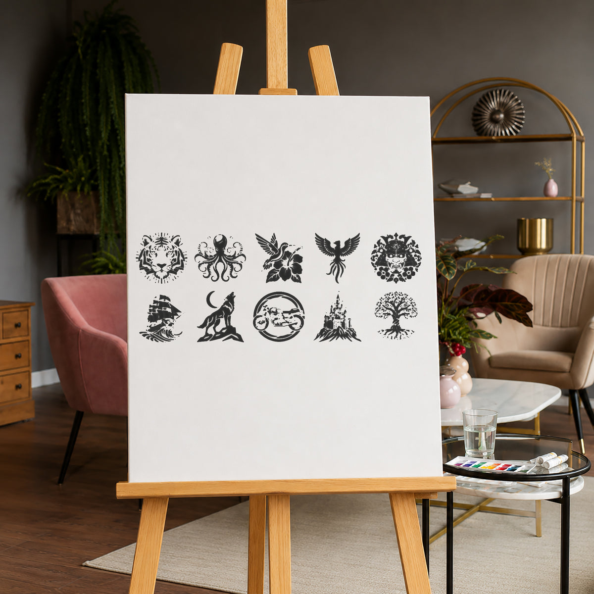 Random 10 Contact Sheet Reusable Mylar Stencil for Art, Home Decor, DIY Crafts Template