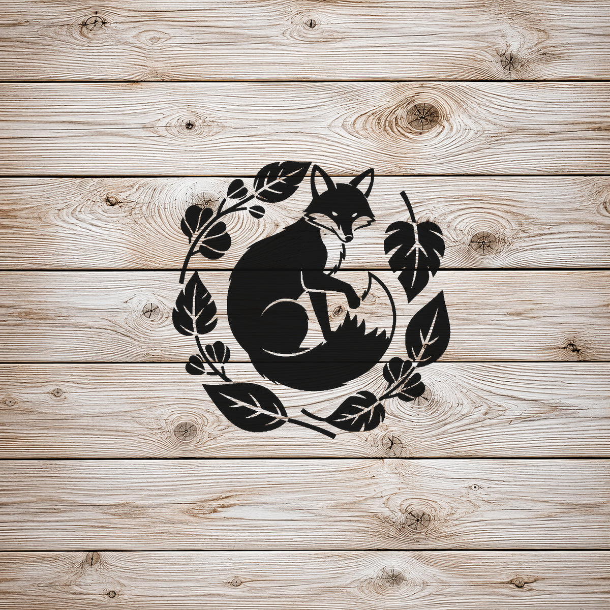 Red Fox Curled Among Autumn Leaves Circular Badge-Style Reusable Plastic Stencil Template