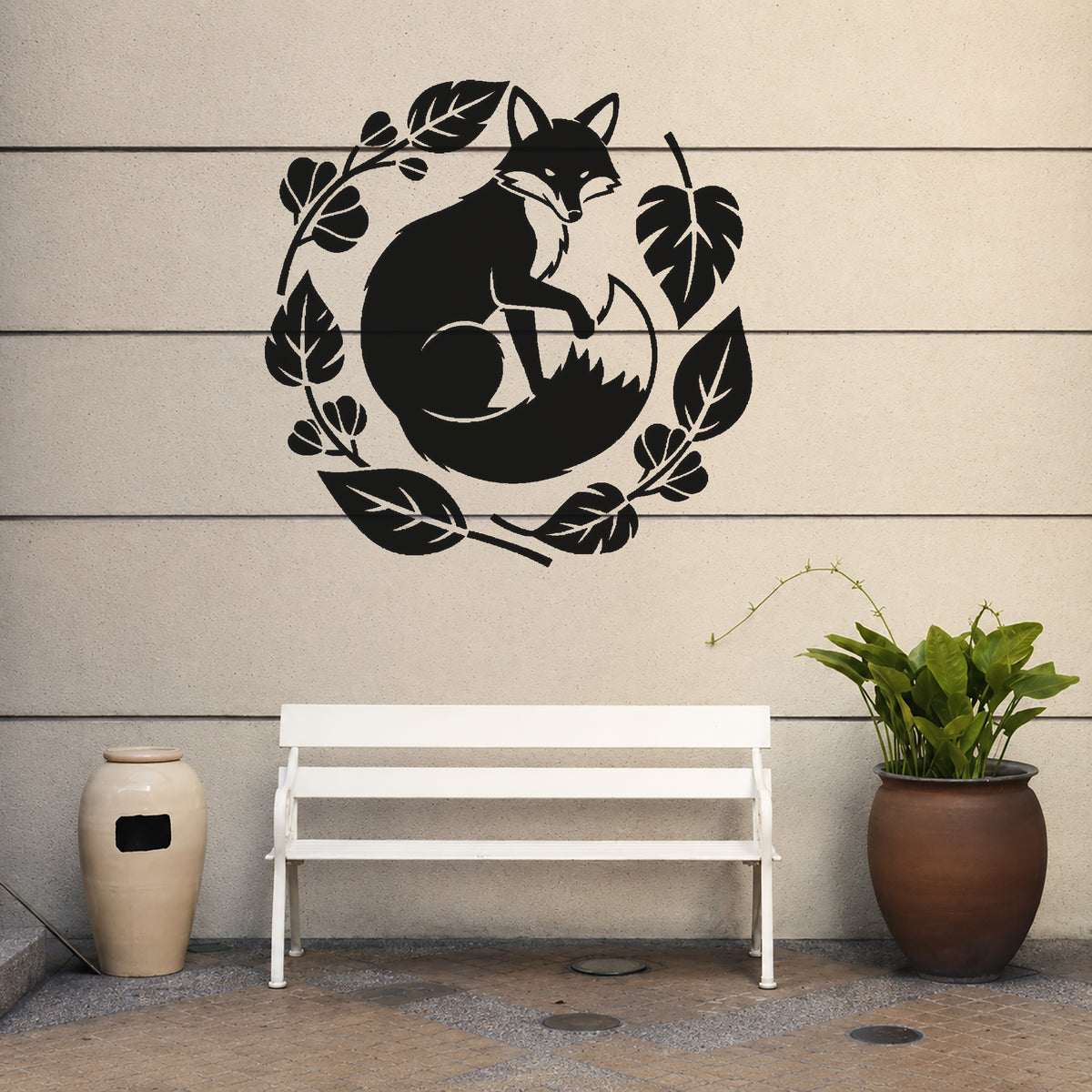Red Fox Curled Among Autumn Leaves Circular Badge-Style Reusable Plastic Stencil Template