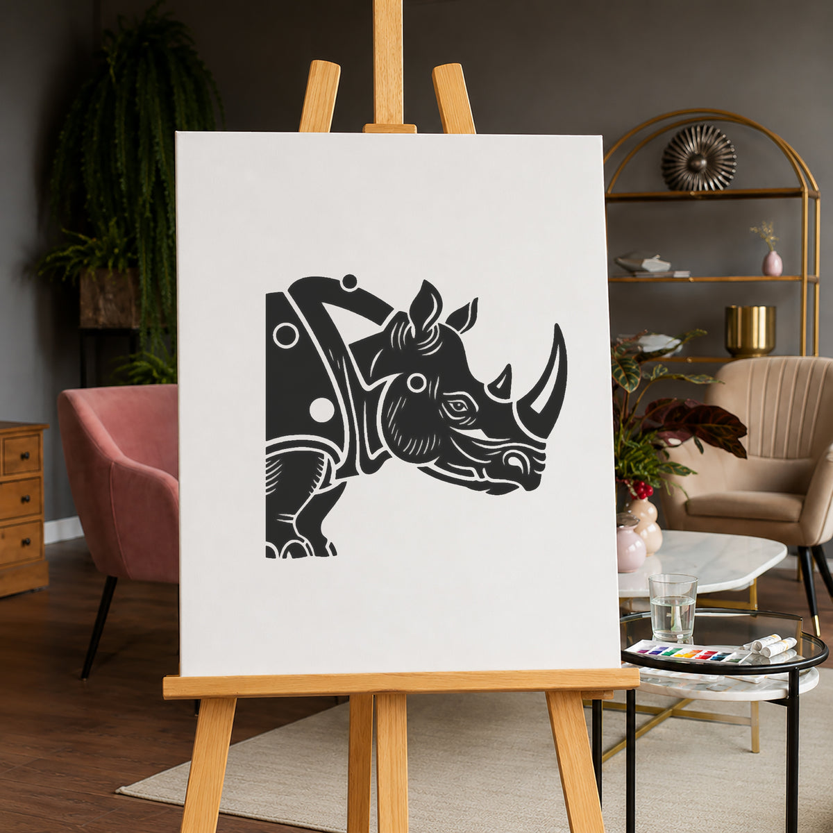 Rhinoceros Side Profile Stencil for Art, Home Decor & DIY Crafts Template