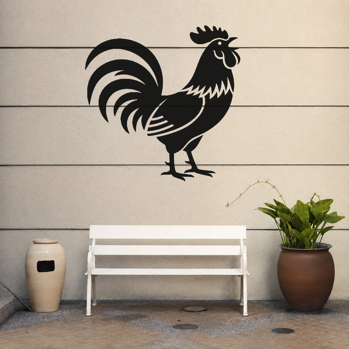 Rooster Crowing Minimal Iconic Reusable Mylar Stencil for Art and DIY Crafts Template