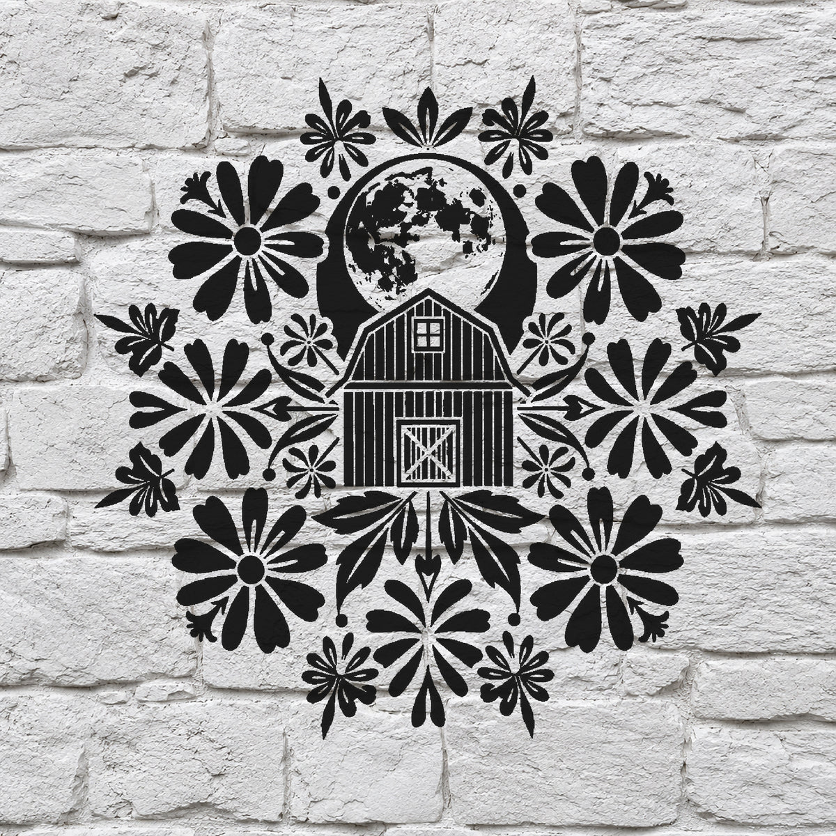 Rustic Barn Beneath Large Harvest Moon Reusable Mylar Stencil for Home Decor & Crafts Template