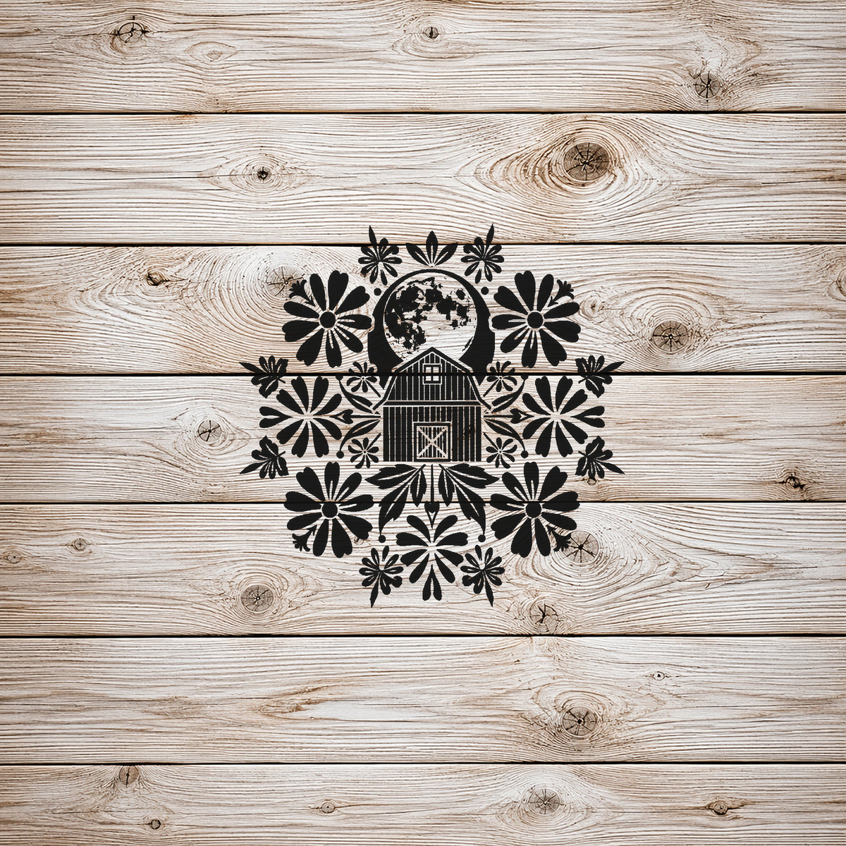 Rustic Barn Beneath Large Harvest Moon Reusable Mylar Stencil for Home Decor & Crafts Template