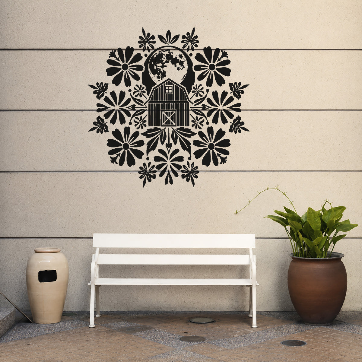 Rustic Barn Beneath Large Harvest Moon Reusable Mylar Stencil for Home Decor & Crafts Template