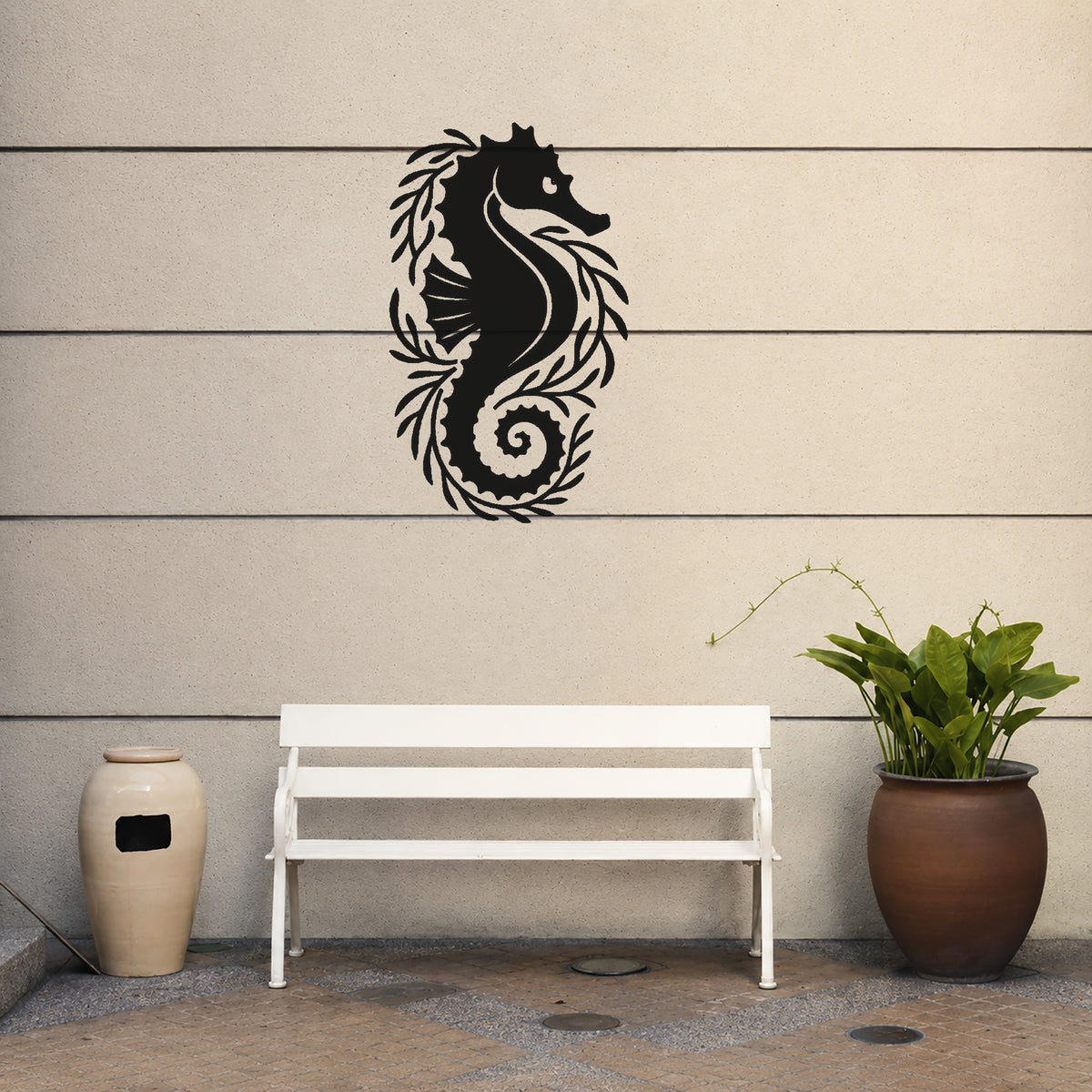 Seahorse and Seaweed Reusable Mylar Stencil for Art and DIY Crafts Template