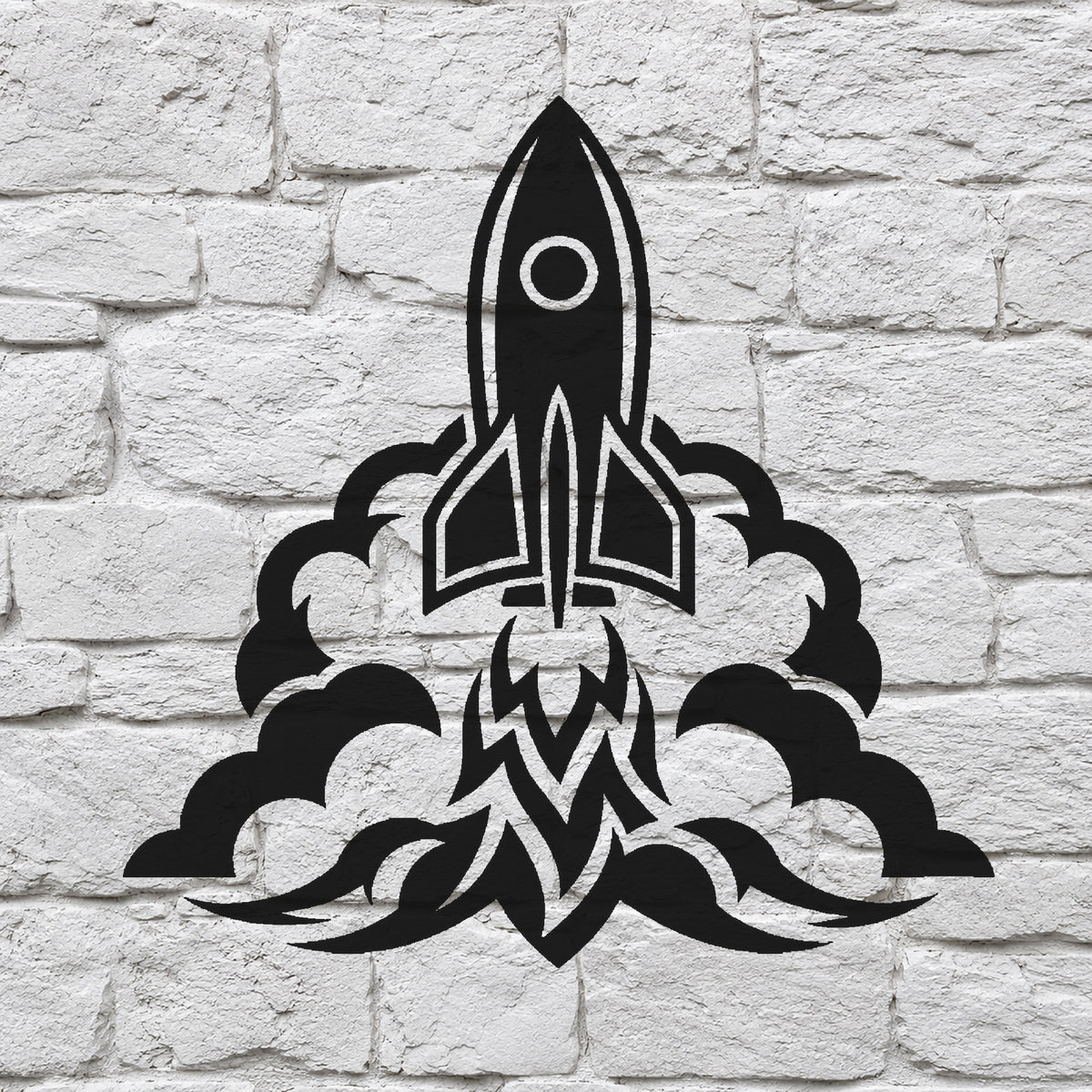 Space Rocket Launching Through Clouds Stencil for Art, Home Decor & DIY Crafts Template