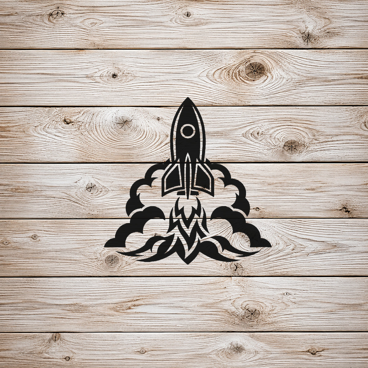Space Rocket Launching Through Clouds Stencil for Art, Home Decor & DIY Crafts Template