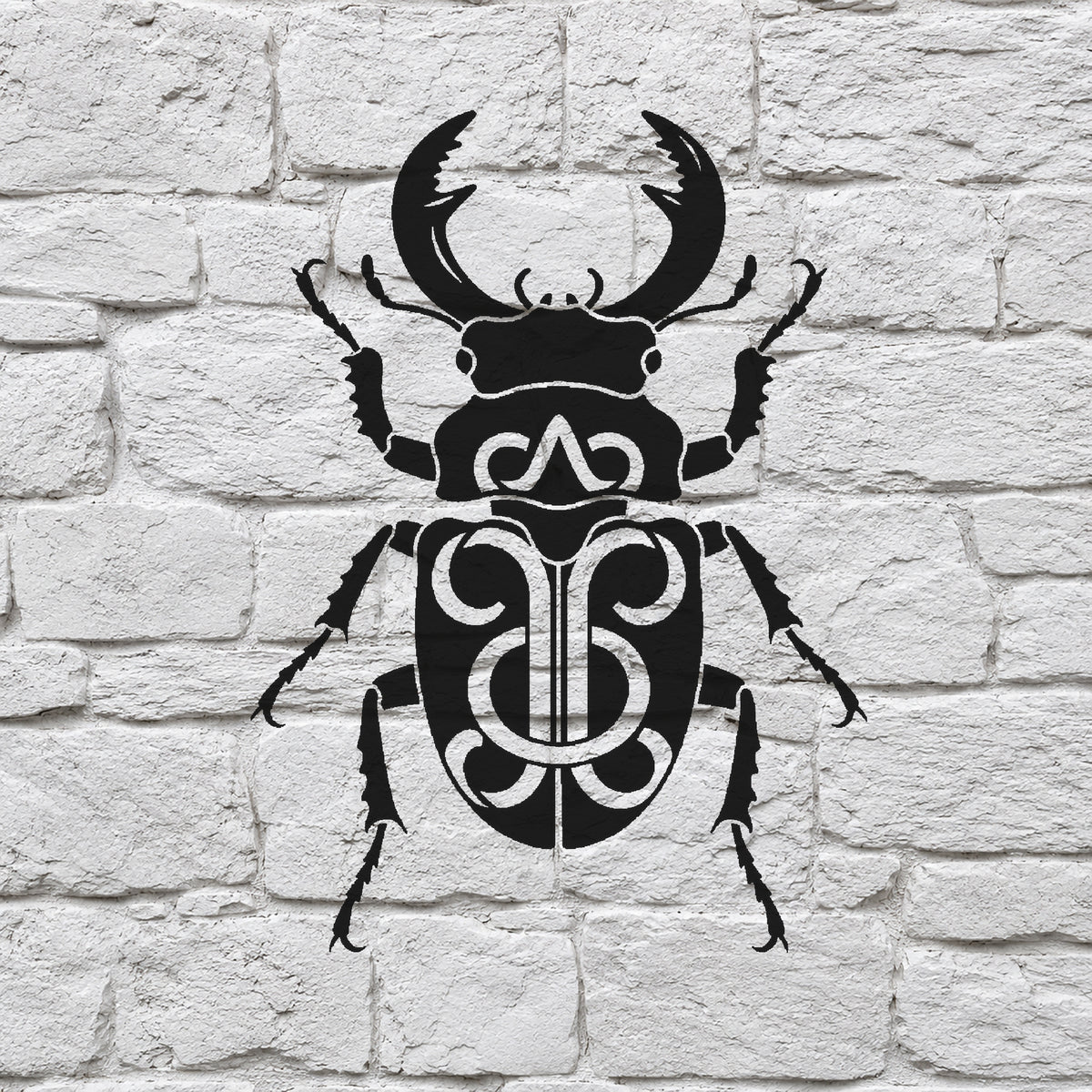 Stag Beetle Ornamental Shell Stencil for Art, Home Decor, DIY Crafts, Unique Gifts Template