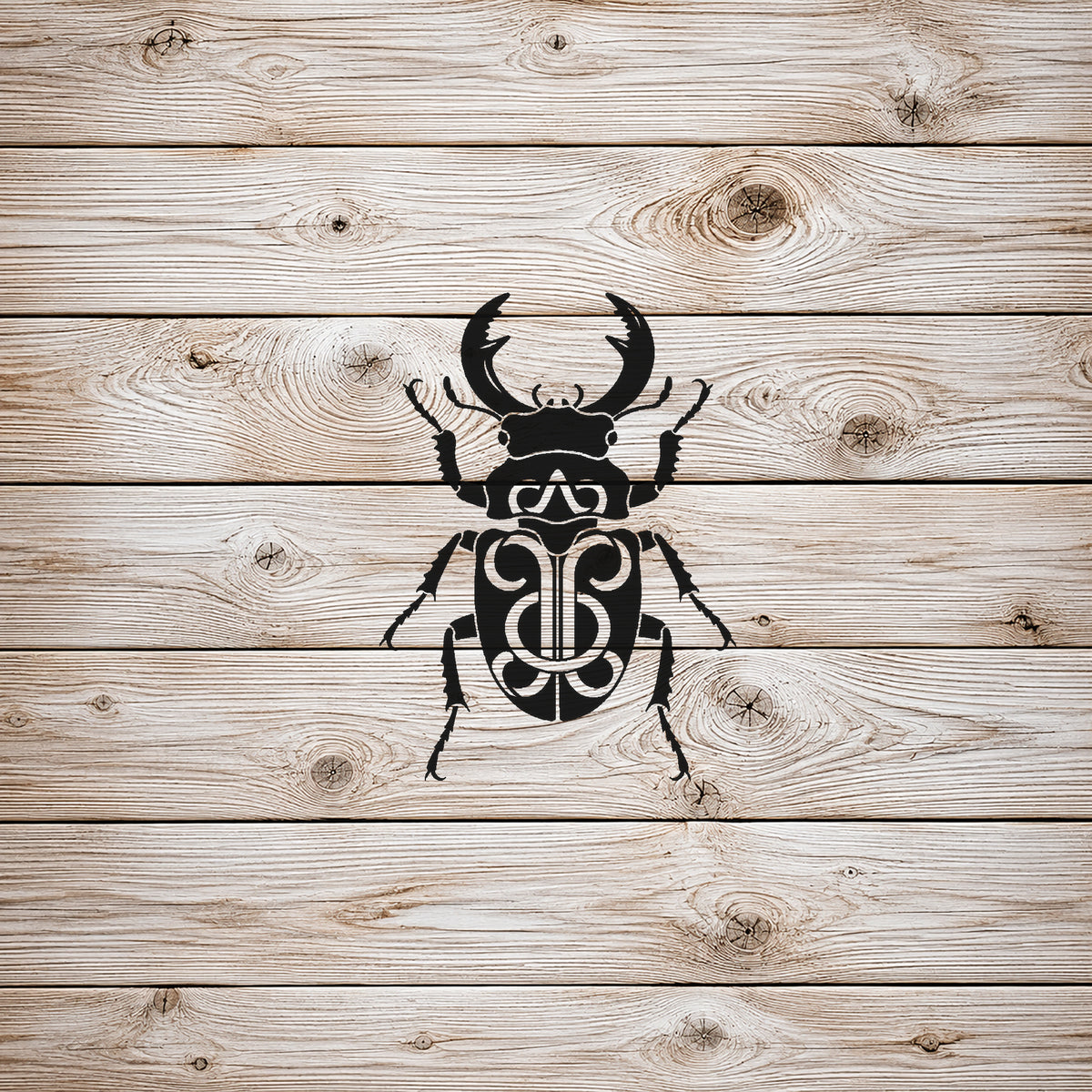 Stag Beetle Ornamental Shell Stencil for Art, Home Decor, DIY Crafts, Unique Gifts Template