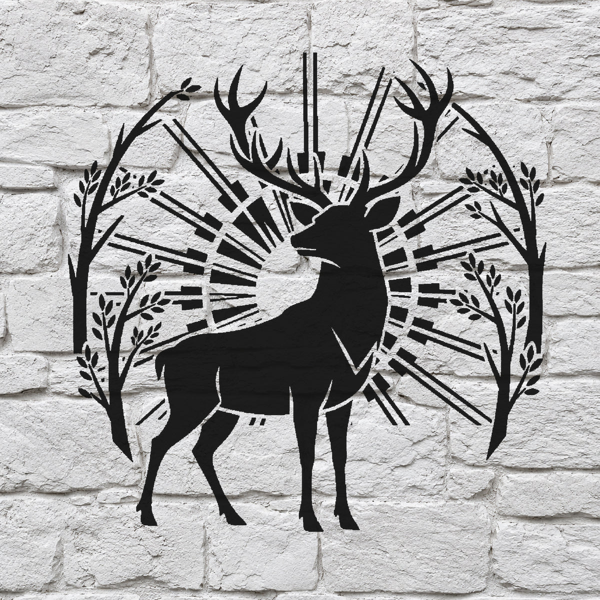Stag with Wide Antlers Forest Branches Reusable Mylar Stencil for Art and Crafts Template