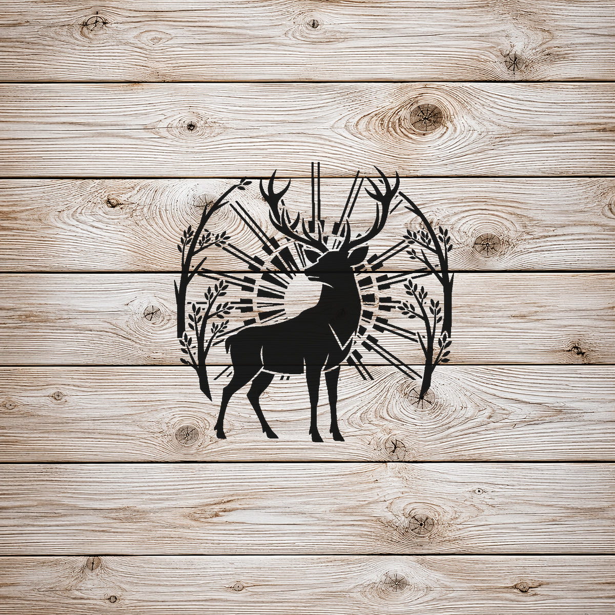 Stag with Wide Antlers Forest Branches Reusable Mylar Stencil for Art and Crafts Template