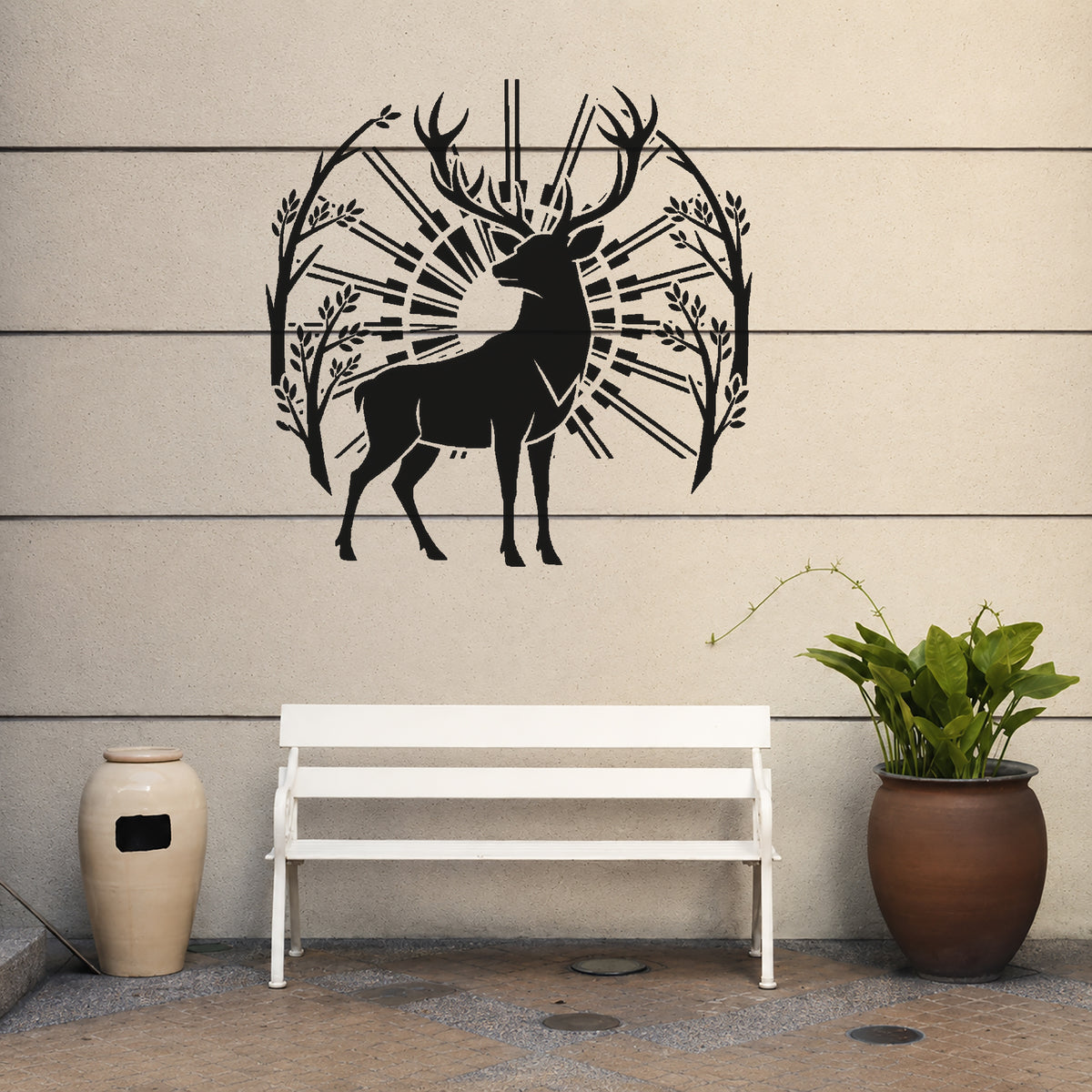 Stag with Wide Antlers Forest Branches Reusable Mylar Stencil for Art and Crafts Template