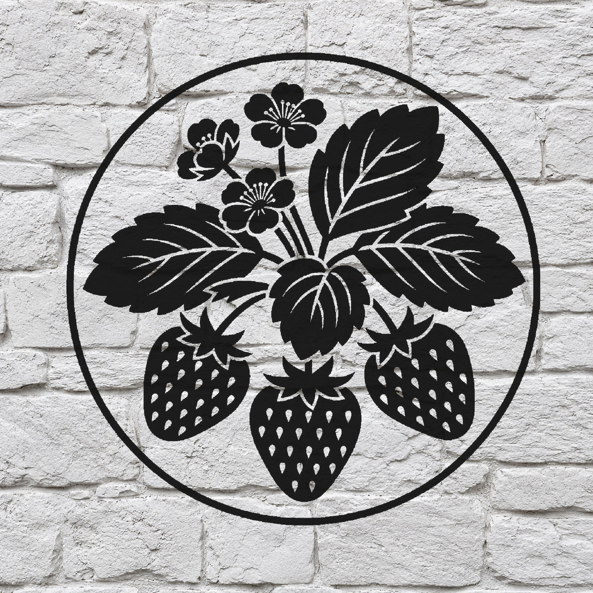 Strawberry Plant Stencil with Blossoms and Berries for DIY Art and Home Decor Template