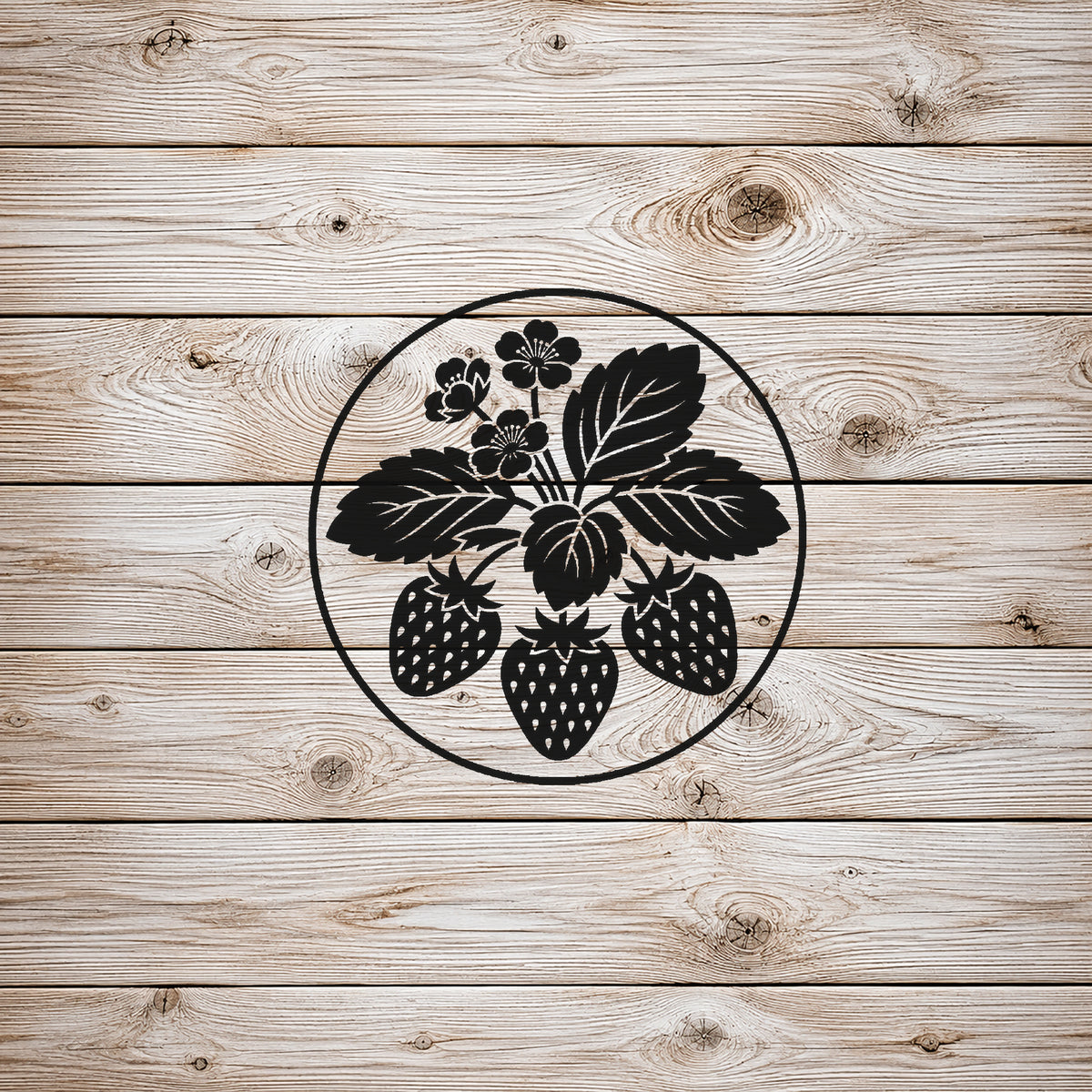Strawberry Plant Stencil with Blossoms and Berries for DIY Art and Home Decor Template
