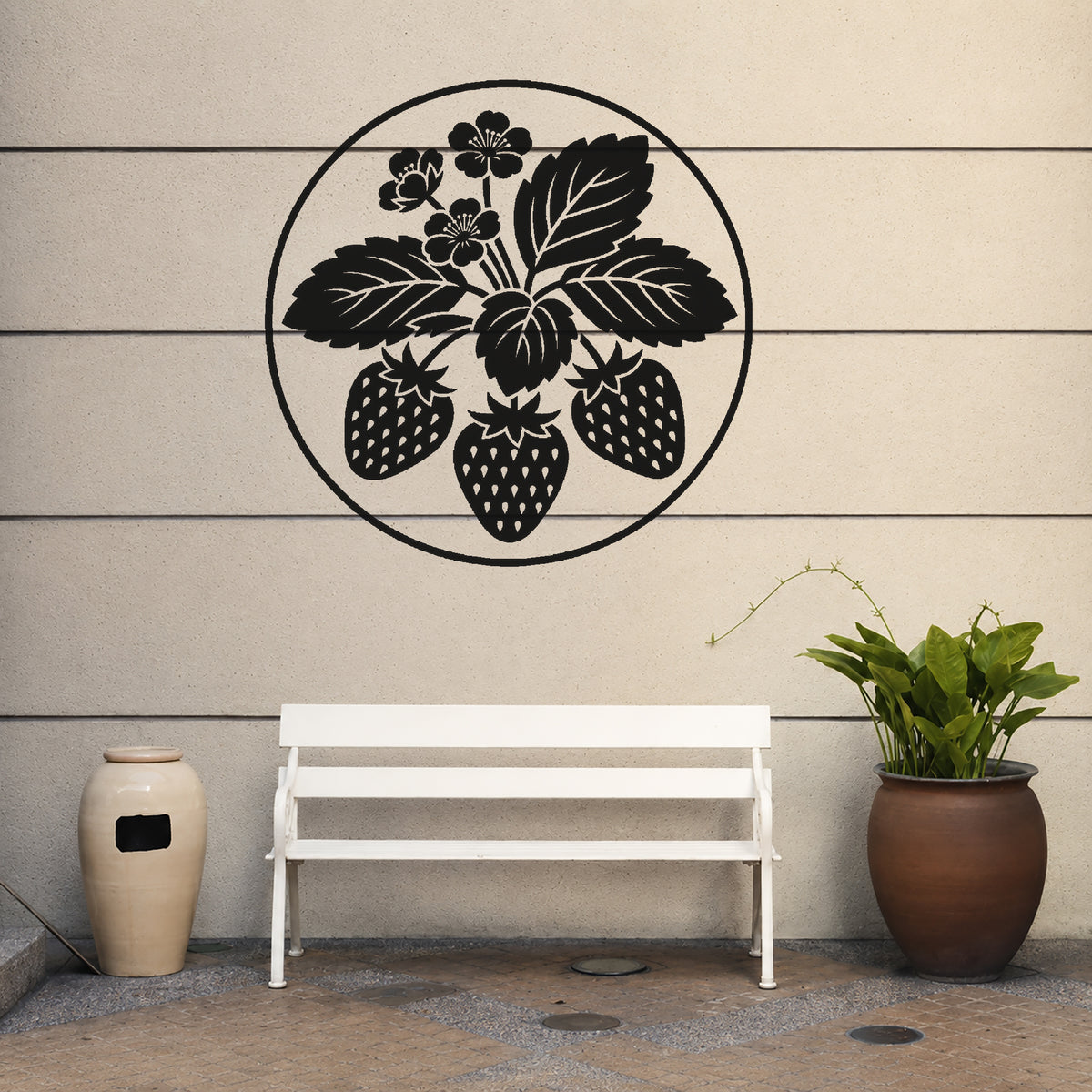 Strawberry Plant Stencil with Blossoms and Berries for DIY Art and Home Decor Template