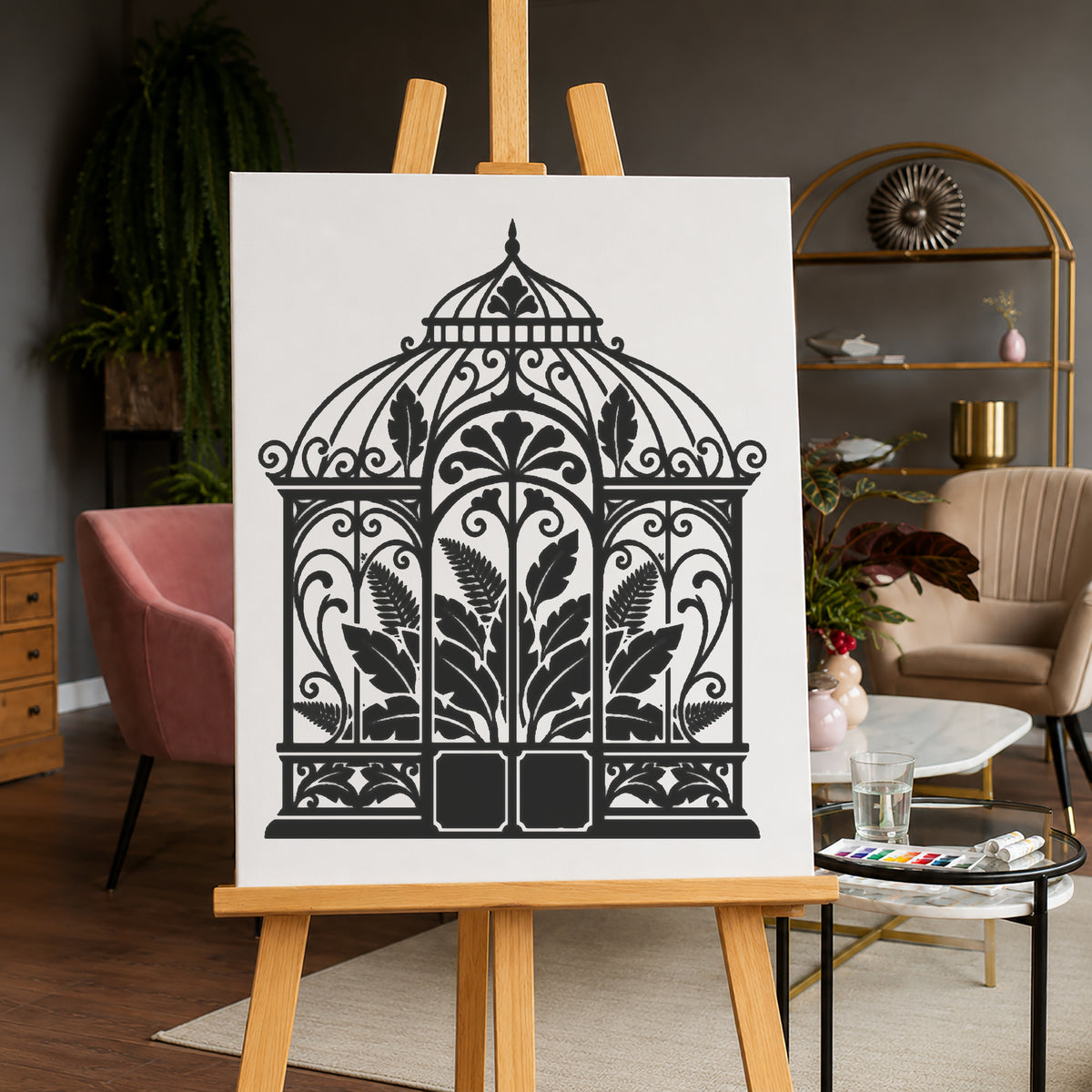 Victorian Greenhouse Botanical Stencil for Art, Home Decor, DIY Crafts, Unique Gifts Template
