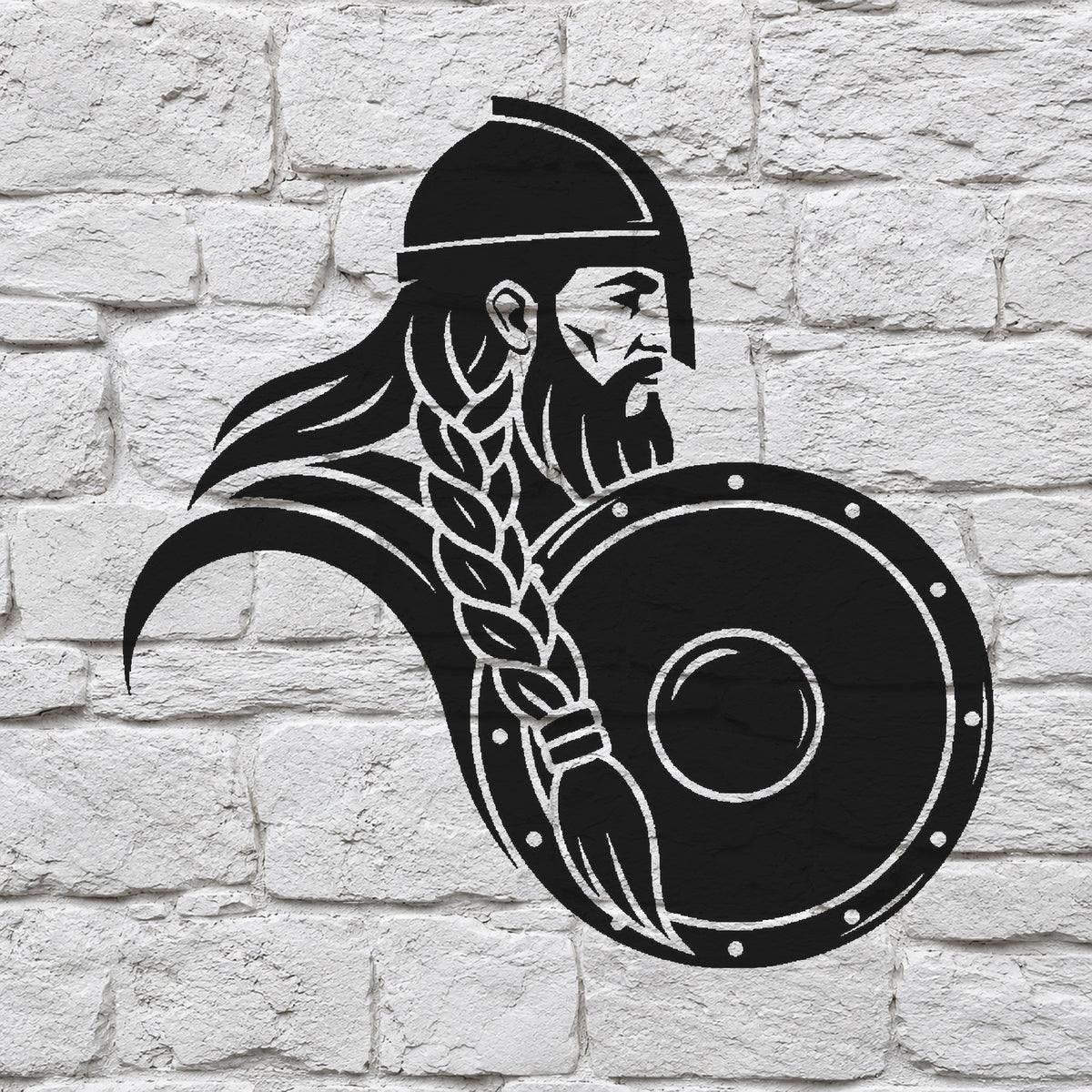 Viking Warrior With Round Shield Stencil for Art, Home Decor & DIY Crafts Template