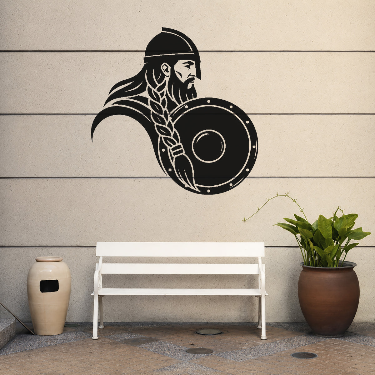 Viking Warrior With Round Shield Stencil for Art, Home Decor & DIY Crafts Template