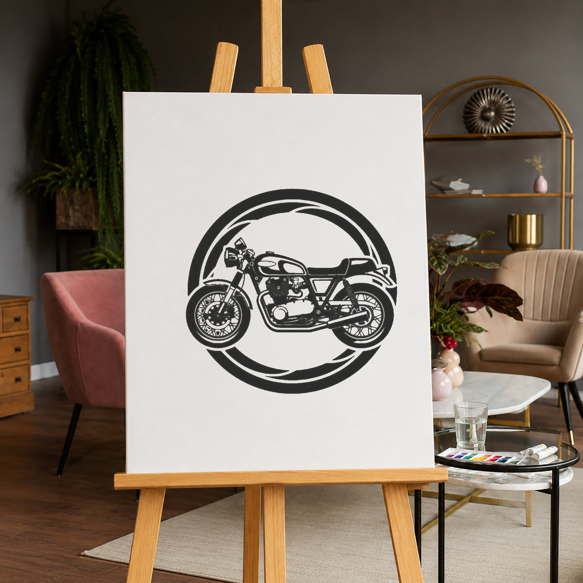Vintage Cafe Racer Motorcycle Stencil for Art, Home Decor, DIY Crafts, Unique Gifts Template