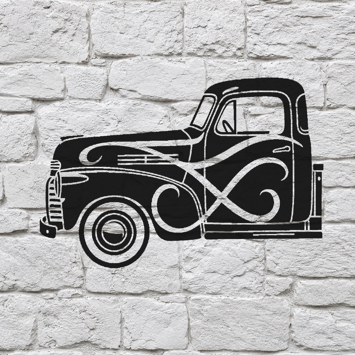 Vintage Pickup Truck Side Profile Stencil for Home Decor and DIY Crafts Template
