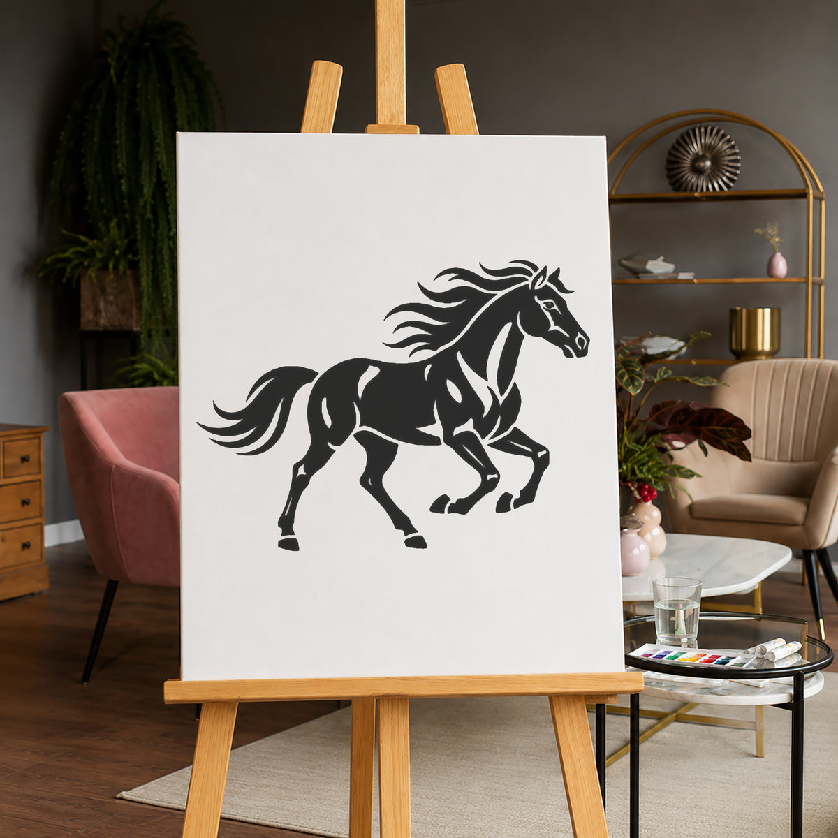 Wild Mustang Horse Running Stencil for Art, Home Decor, DIY Crafts, Unique Gifts Template